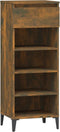 vidaXL - Schoenenrek - 40x36x105 - cm - bewerkt - hout - gerookt - eikenkleurig