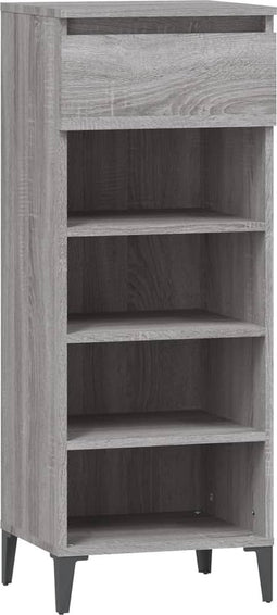 vidaXL - Schoenenrek - 40x36x105 - cm - bewerkt - hout - grijs - sonoma - eikenkleurig