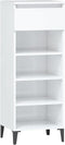 vidaXL - Schoenenrek - 40x36x105 - cm - bewerkt - hout - hoogglans - wit