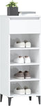 vidaXL - Schoenenrek - 40x36x105 - cm - bewerkt - hout - hoogglans - wit