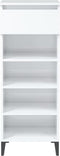 vidaXL - Schoenenrek - 40x36x105 - cm - bewerkt - hout - hoogglans - wit
