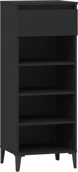 vidaXL - Schoenenrek - 40x36x105 - cm - bewerkt - hout - zwart