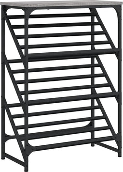 vidaXL - Schoenenrek - 60x30x85 - cm - bewerkt - hout - grijs - sonoma