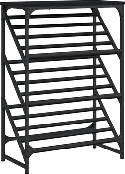 vidaXL - Schoenenrek - 60x30x85 - cm - bewerkt - hout - zwart