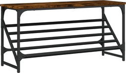 vidaXL - Schoenenrek - 90x30x45 - cm - bewerkt - hout - gerookt - eikenkleurig