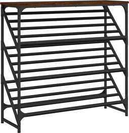 vidaXL - Schoenenrek - 90x30x85 - cm - bewerkt - hout - bruin - eikenkleur