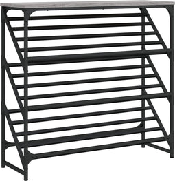 vidaXL - Schoenenrek - 90x30x85 - cm - bewerkt - hout - grijs - sonoma