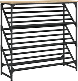vidaXL - Schoenenrek - 90x30x85 - cm - bewerkt - hout - sonoma - eikenkleurig