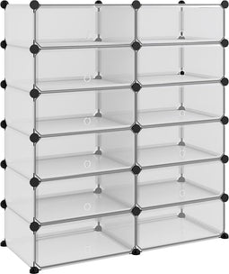 vidaXL - Schoenenrek - 94,5x36,5x106 - cm - polypropeen - transparant