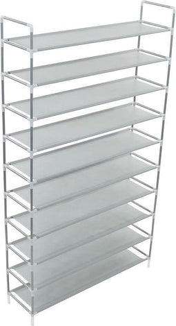 vidaXL - Schoenenrek - met - 10 - schappen - metaal - en - nonwoven - stof - zilverkleur