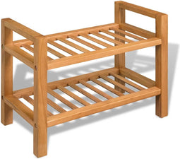 vidaXL - Schoenenrek - met - 2 - schappen - 50x27x40 - cm - massief - eikenhout