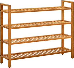 vidaXL - Schoenenrek - met - 4 - schappen - 100x27x80 - cm - massief - eikenhout