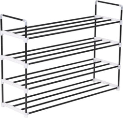 vidaXL - Schoenenrek - met - 4 - schappen - metaal - en - kunststof - zwart
