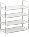 vidaXL - Schoenenrek - met - 4 - schappen - metaal - en - nonwoven - stof - zilverkleur