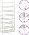 vidaXL - Schoenenrek - met - 8 - schappen - metaal - en - nonwoven - stof - zilverkleur