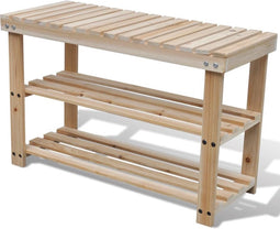 vidaXL - Schoenenrek - met - bankje - 2-in-1 - massief - vurenhout