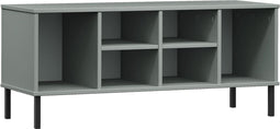 vidaXL - Schoenenrek - met - metalen - poten - OSLO - 106x35x45 - cm - grenen - grijs