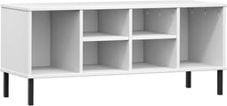 vidaXL - Schoenenrek - met - metalen - poten - OSLO - 106x35x45 - cm - grenenhout - wit