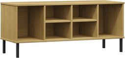 vidaXL - Schoenenrek - met - metalen - poten - OSLO - 106x35x45cm - grenenhout - bruin