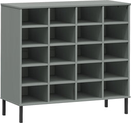vidaXL - Schoenenrek - met - metalen - poten - OSLO - 95x35x86 - cm - grenen - grijs