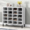 vidaXL - Schoenenrek - met - metalen - poten - OSLO - 95x35x86 - cm - grenen - grijs