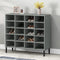 vidaXL - Schoenenrek - met - metalen - poten - OSLO - 95x35x86 - cm - grenen - grijs