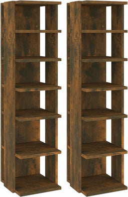 vidaXL - Schoenenrekken - 2 - st - 27,5x27x102 - cm - bewerkt - hout - gerookt - eiken