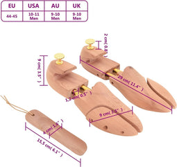 vidaXL - Schoenspanner - met - schoenlepel - EU - 44-45 - massief - cederhout