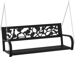 vidaXL - Schommelbank - 125 - cm - staal - en - kunststof - zwart
