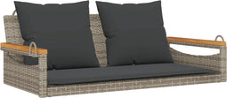 vidaXL - Schommelbank - met - kussens - 109x62x40 - cm - poly - rattan - grijs