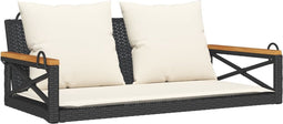 vidaXL - Schommelbank - met - kussens - 109x62x40 - cm - poly - rattan - zwart