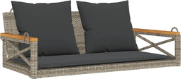 vidaXL - Schommelbank - met - kussens - 109x62x40 - cm - poly - rattan - grijs