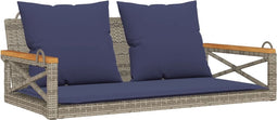 vidaXL - Schommelbank - met - kussens - 109x62x40 - cm - poly - rattan - grijs