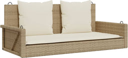 vidaXL - Schommelbank - met - kussens - 119x56x48 - cm - poly - rattan - beige