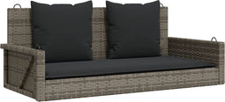 vidaXL - Schommelbank - met - kussens - 119x56x48 - cm - poly - rattan - grijs