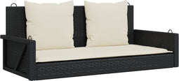 vidaXL - Schommelbank - met - kussens - 119x56x48 - cm - poly - rattan - zwart