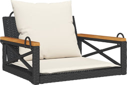 vidaXL - Schommelbank - met - kussens - 63x62x40 - cm - poly - rattan - zwart
