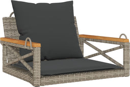 vidaXL - Schommelbank - met - kussens - 63x62x40 - cm - poly - rattan - grijs