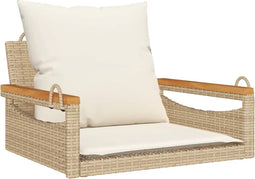 vidaXL - Schommelbank - met - kussens - 63x62x40 - cm - poly - rattan - beige