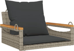 vidaXL - Schommelbank - met - kussens - 63x62x40 - cm - poly - rattan - grijs