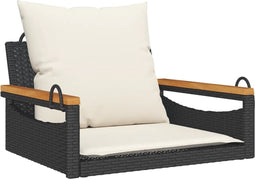 vidaXL - Schommelbank - met - kussens - 63x62x40 - cm - poly - rattan - zwart