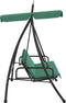 vidaXL Schommelbank met luifel 198 cm stof en staal groen