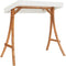 vidaXL - Schommelframe - met - crèmekleur - dak - gebogen - hout - met - teakafwerking