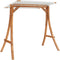 vidaXL - Schommelframe - met - crèmekleur - dak - gebogen - hout - met - teakafwerking