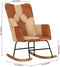 vidaXL - Schommelstoel - echt - leer - en - canvas - bruin