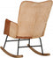 vidaXL - Schommelstoel - echt - leer - en - canvas - bruin