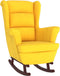 vidaXL - Schommelstoel - met - massief - rubberwood - poten - fluweel - geel