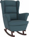 vidaXL - Schommelstoel - met - massief - rubberwood - poten - fluweel - blauw