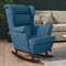 vidaXL - Schommelstoel - met - massief - rubberwood - poten - fluweel - blauw