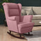 vidaXL - Schommelstoel - met - massief - rubberwood - poten - fluweel - roze